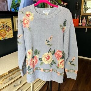 Floral Knit Sweater Small